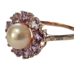 anello oro rosa parure Girocollo oro rosa con ciondolo perla e topazi rosa BLISS