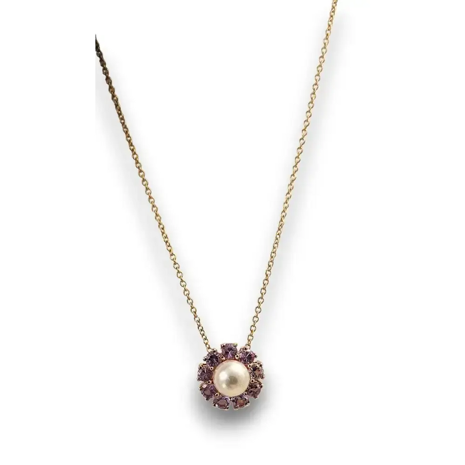 Girocollo oro rosa con ciondolo perla e topazi rosa BLISS|bonini-gioielli