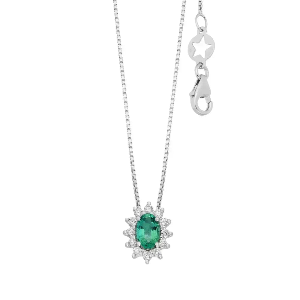 Girocollo oro, Smeraldo e Diamanti COMETE GLB 1702 S2|bonini-gioielli