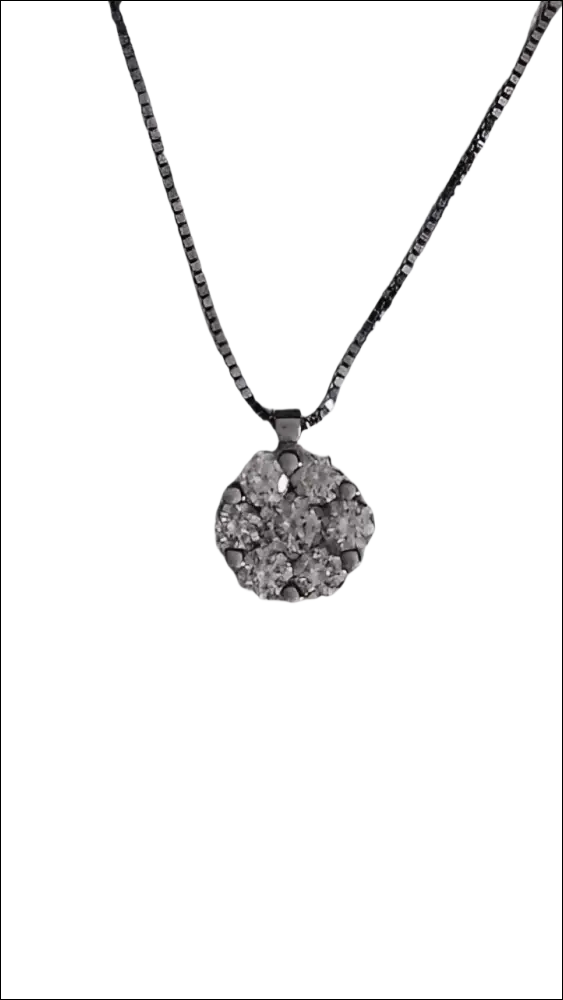 Girocollo Punto Luce Fiore in oro bianco e diamanti con catena scura e pietre chiare