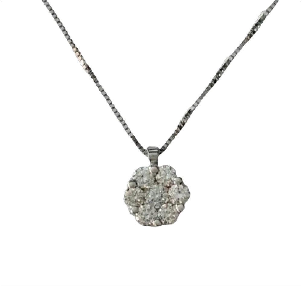 Girocollo Punto Luce Fiore in oro bianco con pendente diamante pavé