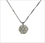 Girocollo Punto Luce Fiore in oro bianco con pendente diamante pavé