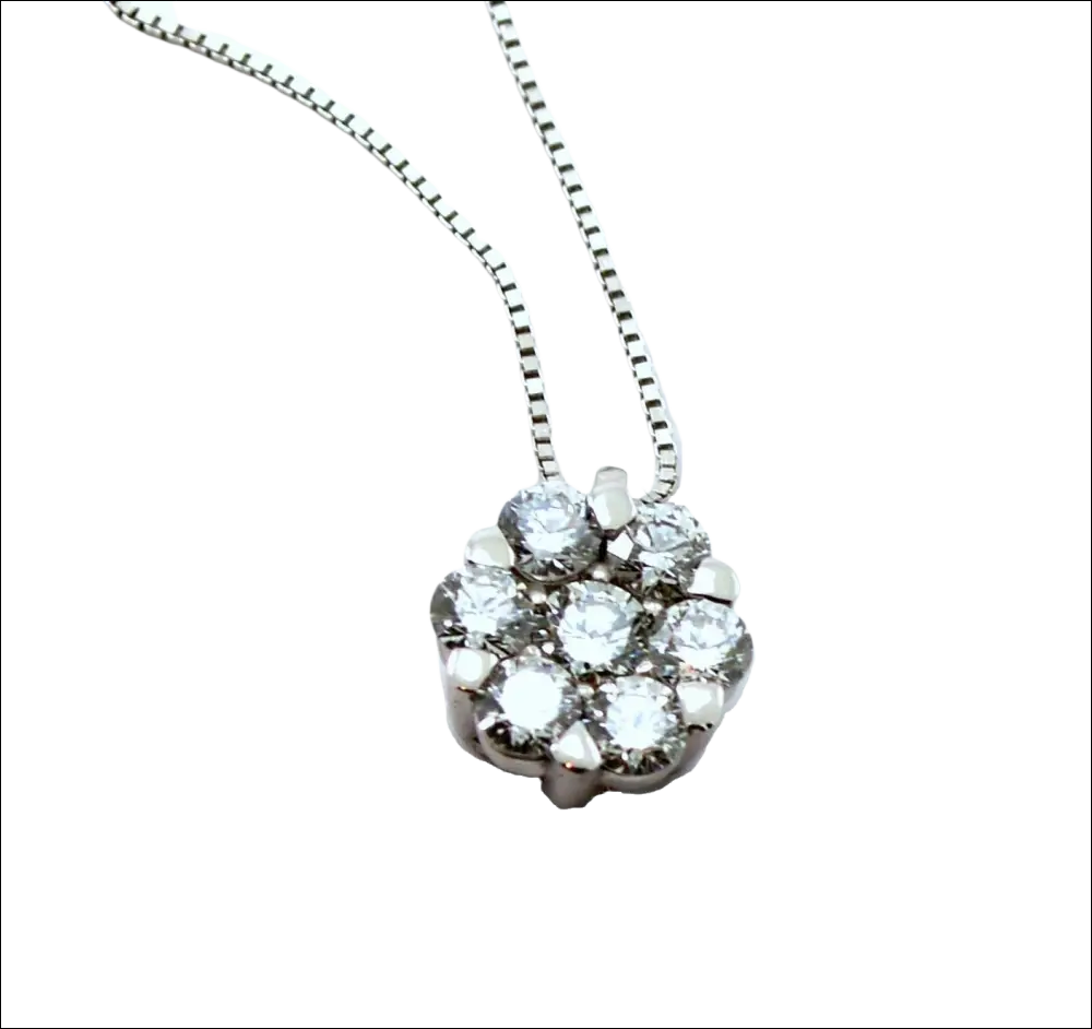 Girocollo Punto Luce Fiore in oro bianco con diamanti scintillanti