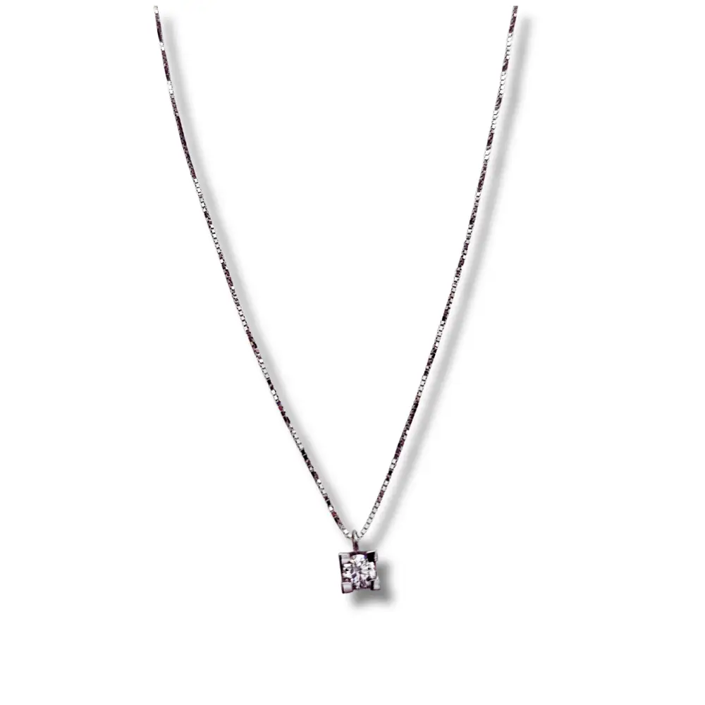 Girocollo punto luce oro bianco e diamante ct 0,22 VS F - Gioielleria Bonini