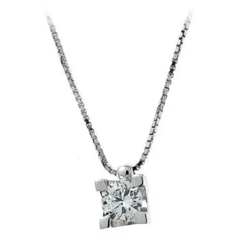 girocollo punto luce oro bianco e diamante ct 0,30 F|bonini-gioielli
