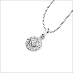 Collana girocollo in oro bianco con pendente circolare con zirconi e diamanti AMBROSIA