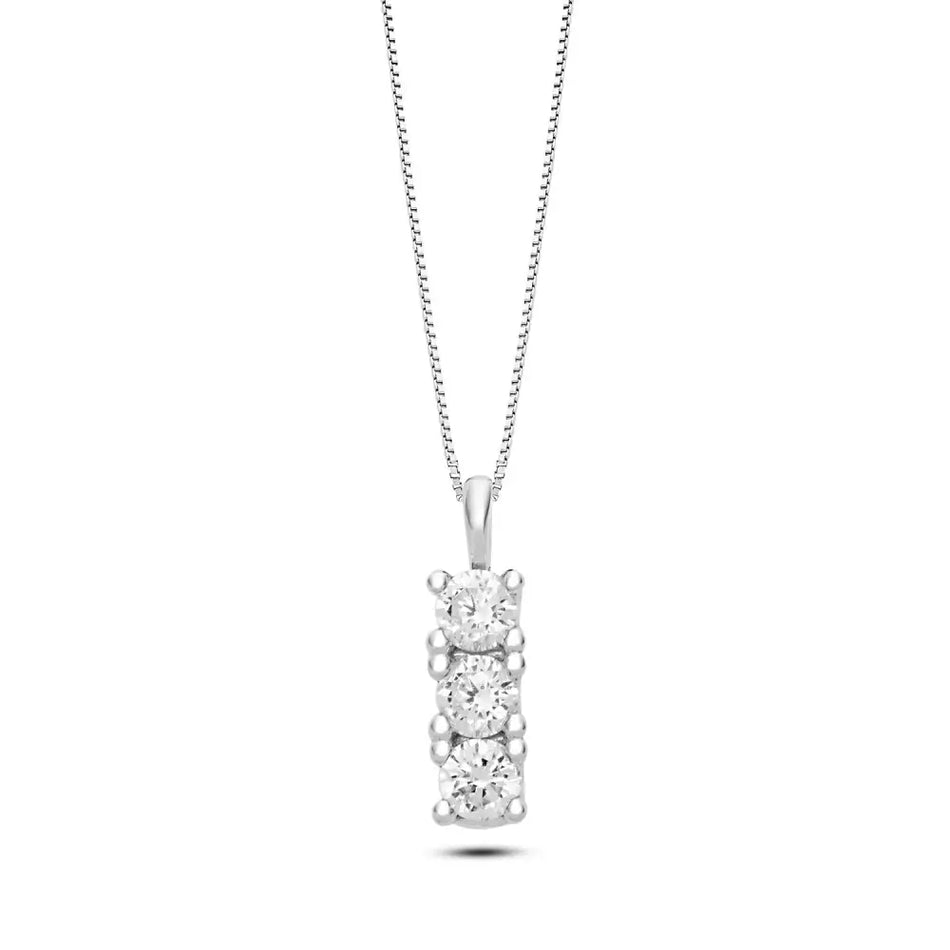 Girocollo Trilogy Oro Bianco e Zirconi Ambrosia AGZ 341|bonini-gioielli