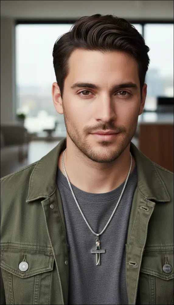 Girocollo uomo COMETE acciaio con croce Zip UGL 521|bonini-gioielli