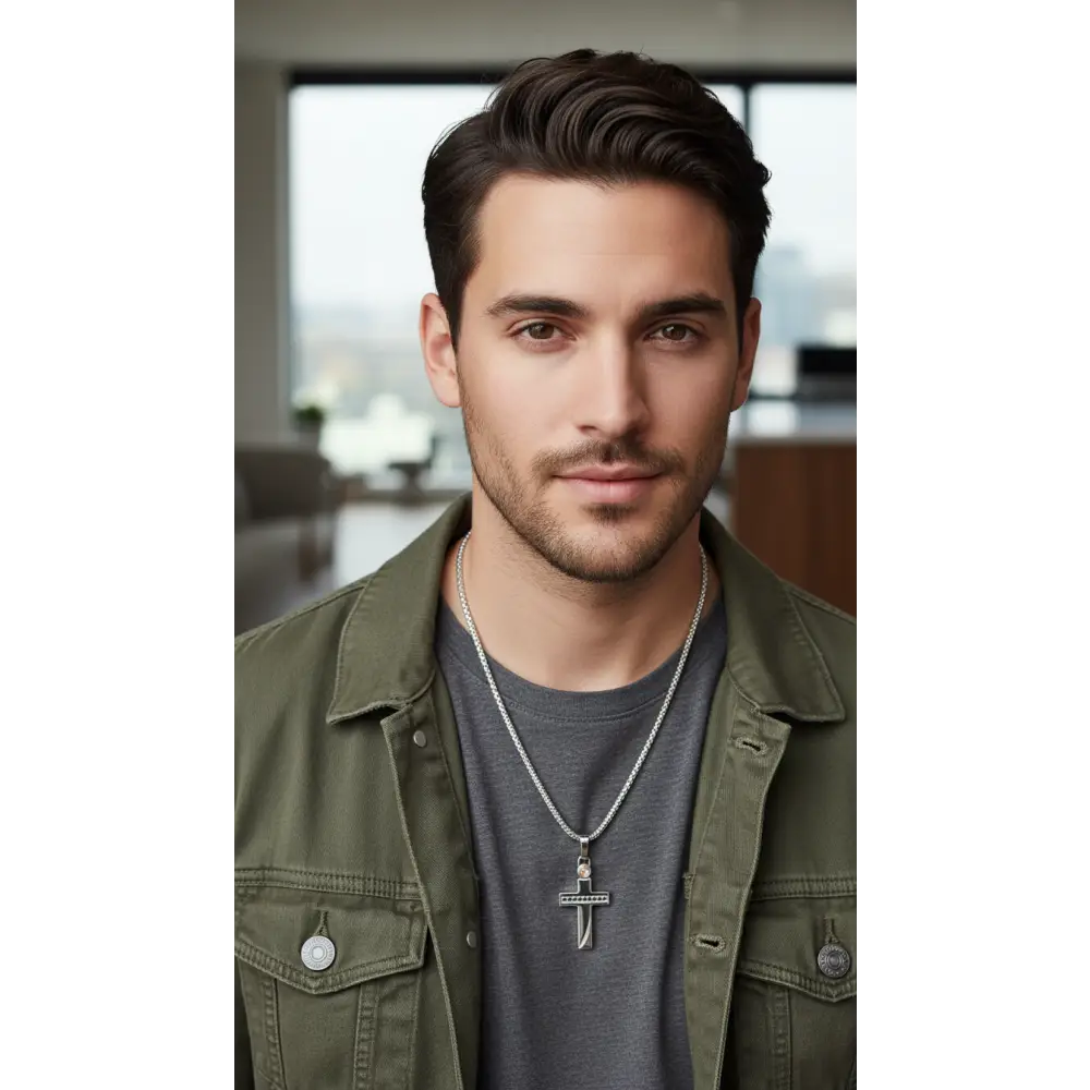 Girocollo uomo COMETE acciaio con croce Zip UGL 521|bonini-gioielli