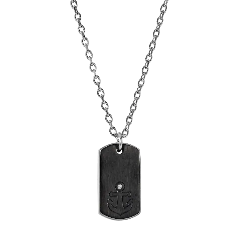 Girocollo uomo COMETE Acciaio Navy UBR 758 con ancora e diamante nero