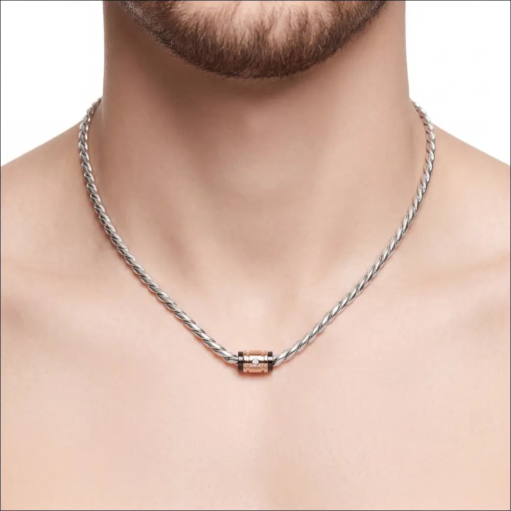 Girocollo Uomo Comete acciaio, PVD rosé e diamante UGL 773|bonini-gioielli