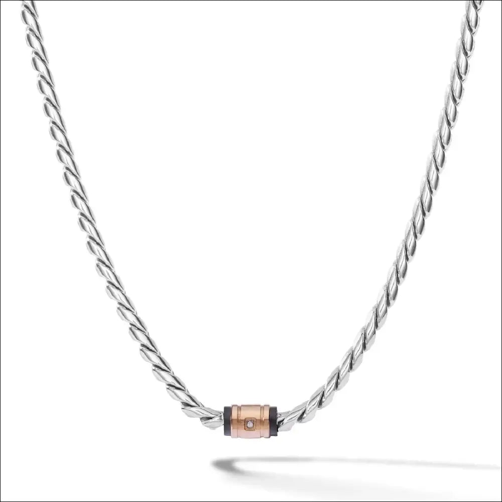 Girocollo Uomo Comete acciaio, PVD rosé e diamante UGL 773|bonini-gioielli