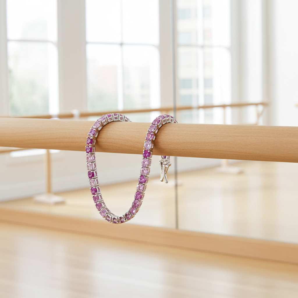 Bracciale Tennis Argento Zirconi Fucsia Rosa COMETE|bonini-gioielli