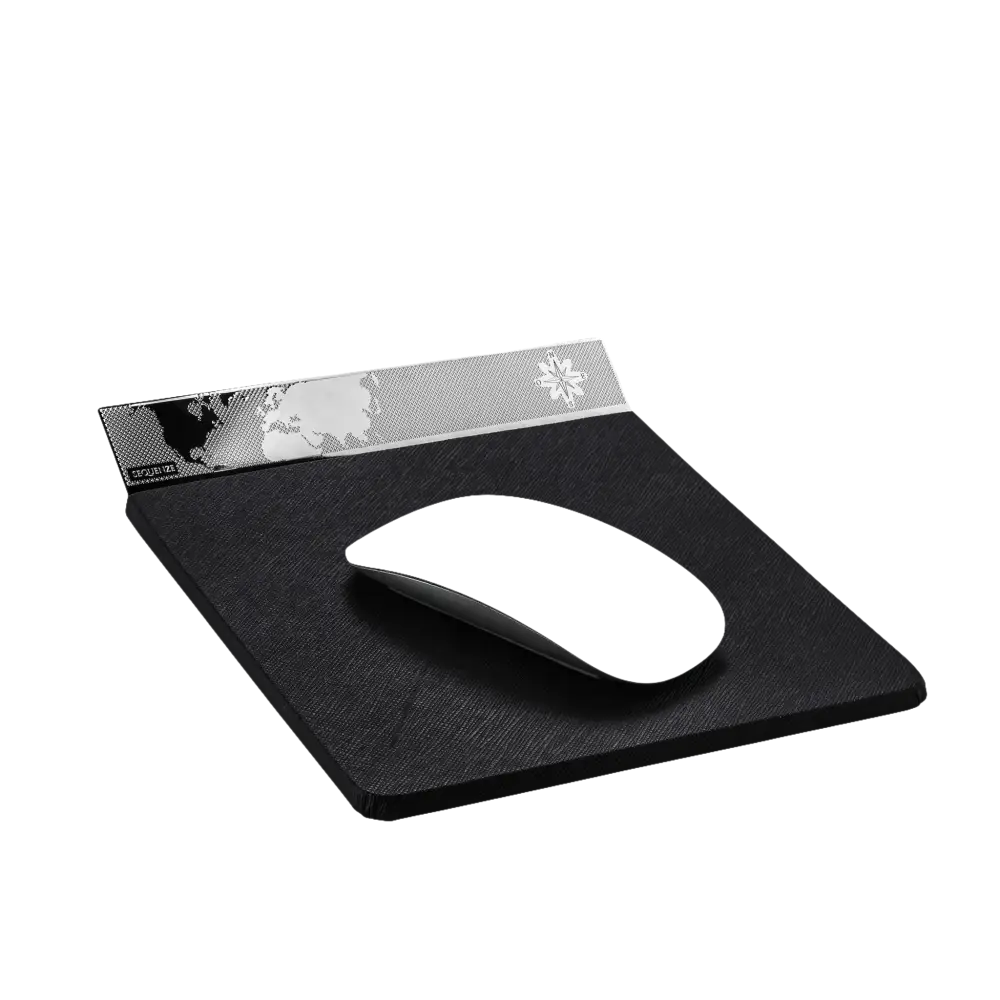 Mouse Pad SEQUENZE linea World Desk SQ1652 con bordi argentati e mouse bianco
