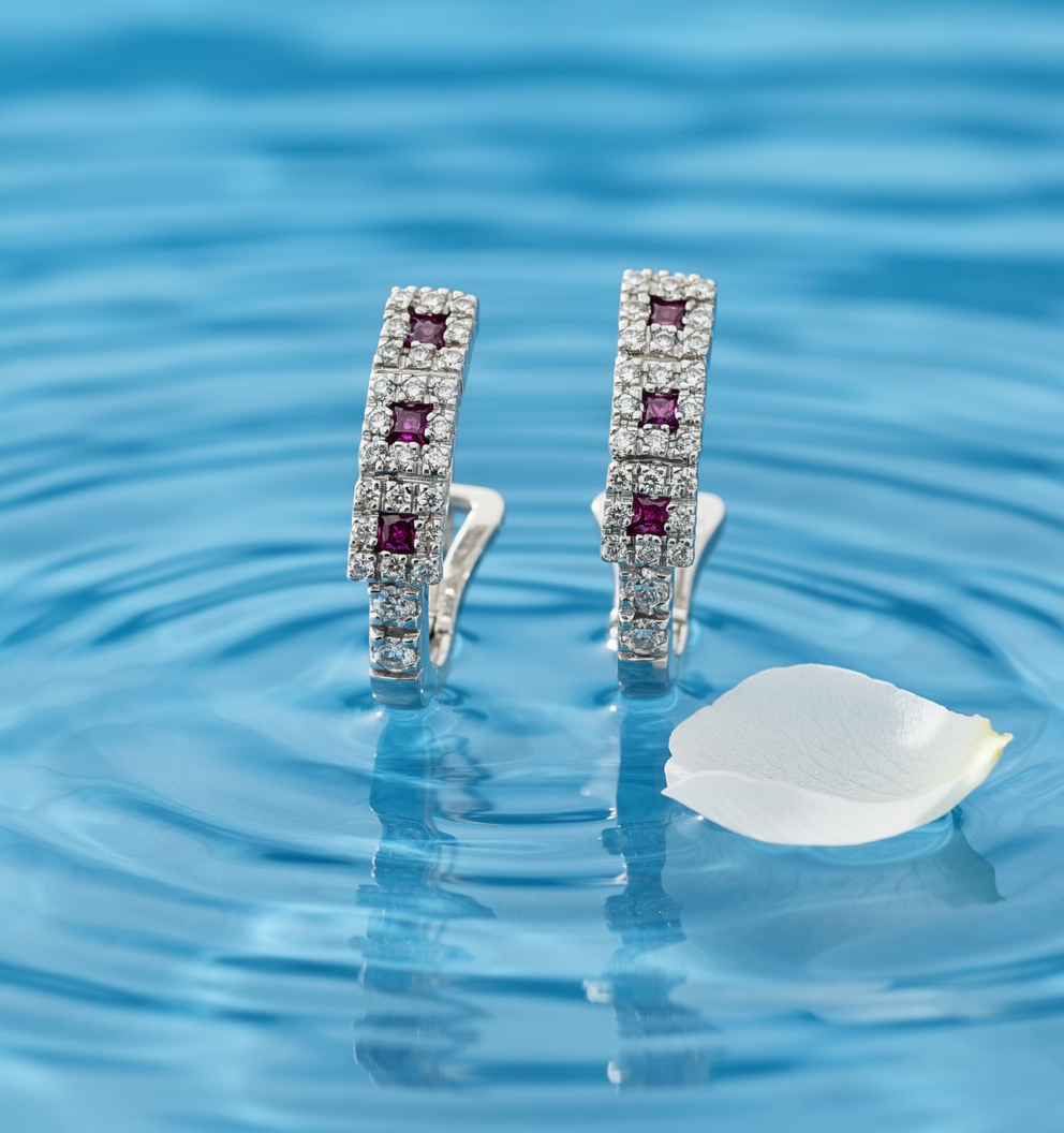 Orecchini Oro Diamanti e Rubini Feeling di Salvini|bonini-gioielli