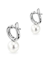 Orecchini cerchio diamanti e perla oro bianco Salvini