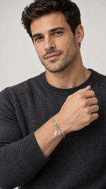 Bracciale uomo argento e piastrina con diamante Chain UBR 1257 COMETE|bonini-gioielli