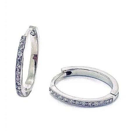 orecchini a cerchio oro bianco e diamanti ct 0,30 F|bonini-gioielli