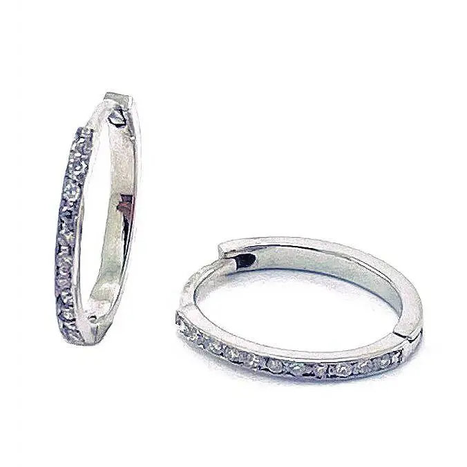 orecchini a cerchio oro bianco e diamanti ct 0,30 F|bonini-gioielli