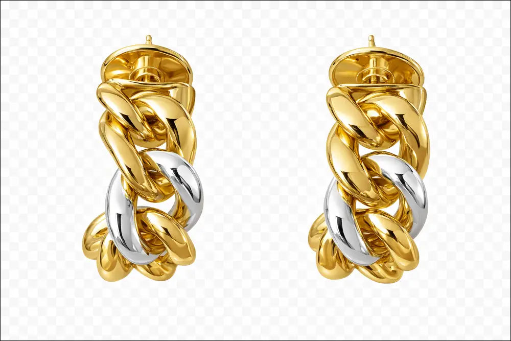 Orecchini maglia inglese Oro Giallo e Bianco 750/1000 UNOAERRE|bonini-gioielli