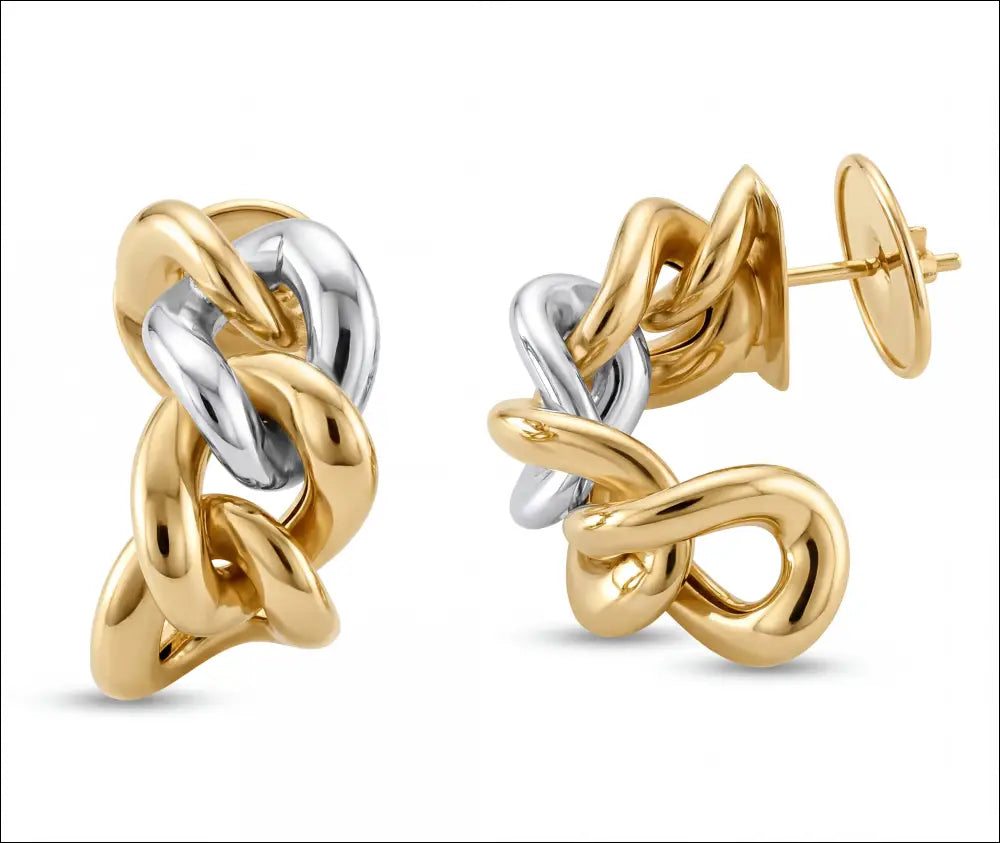 Orecchini maglia inglese Oro Giallo e Bianco 750/1000 UNOAERRE|bonini-gioielli