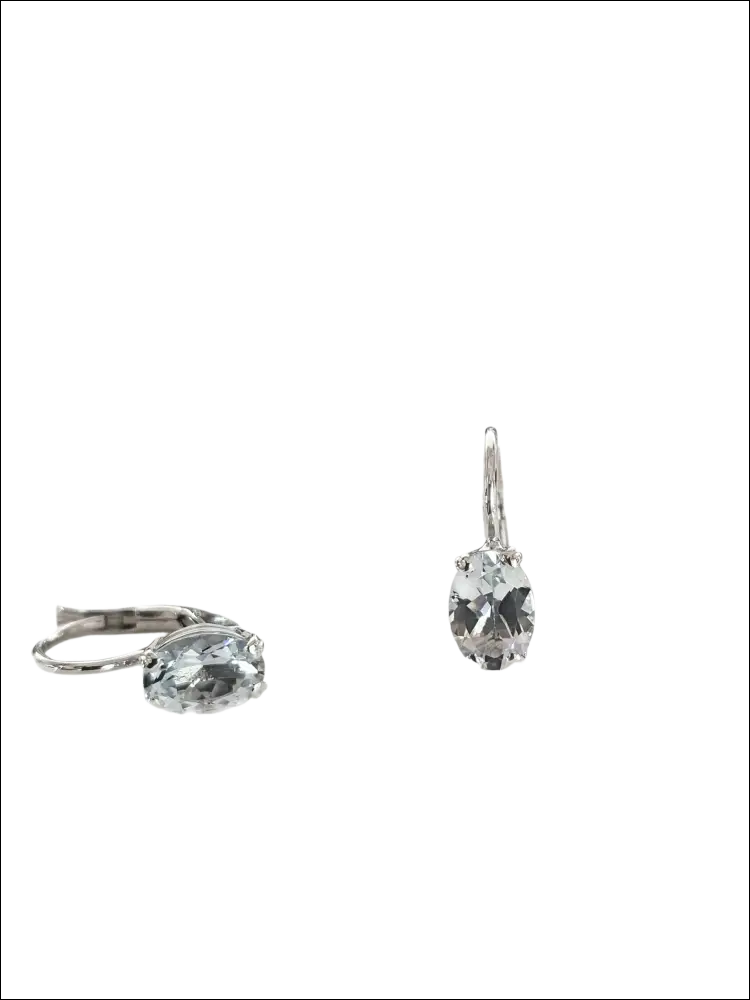Orecchini acquamarina oro bianco con chiusura a leva argento e pietre ovali sfaccettate