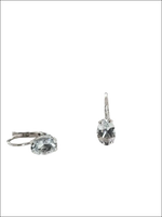 Orecchini acquamarina oro bianco con chiusura a leva argento e pietre ovali sfaccettate