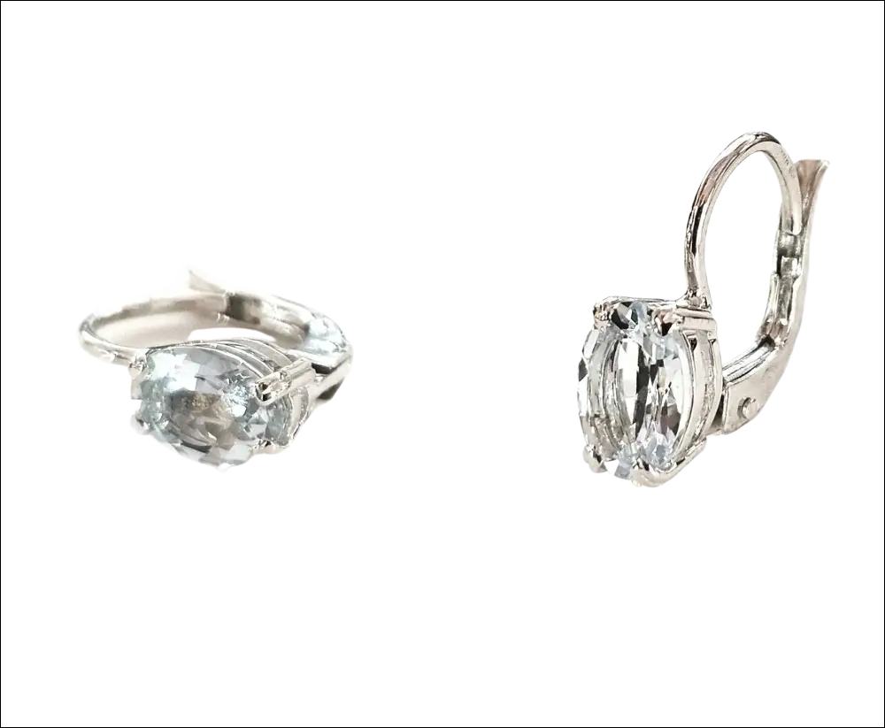 Orecchini lever-back argento con gemme ovali trasparenti eleganti