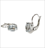 Orecchini acquamarina oro bianco con ganci a leva argento e pietre ovali sfaccettate