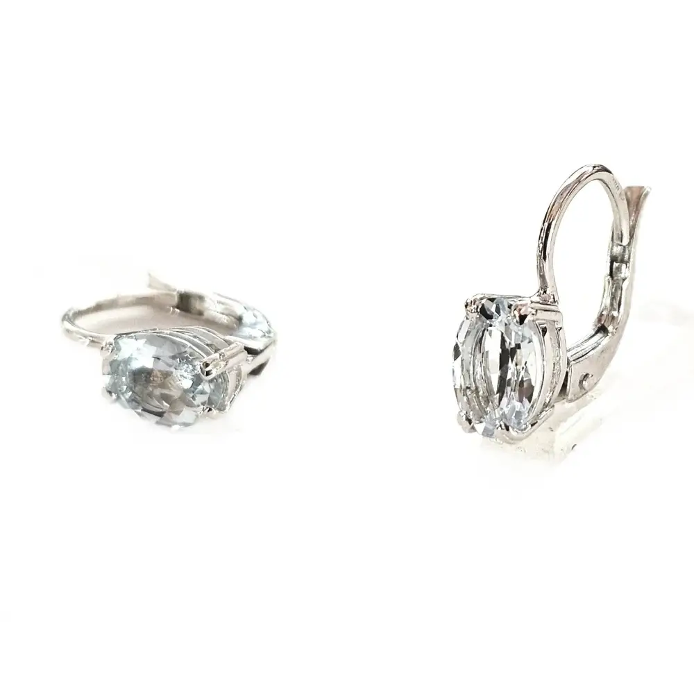 orecchini acquamarina oro bianco a monachella - Gioielleria Bonini