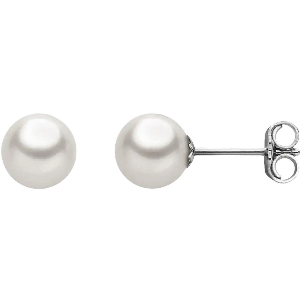 Orecchini Akoya Oro Bianco con coppia di perle bianche e montature in argento