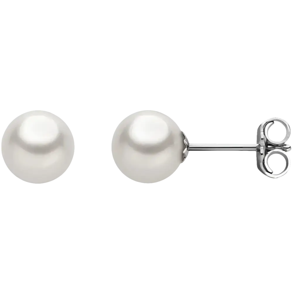 Orecchini Akoya Oro Bianco con perle di coltura bianche e supporti in argento