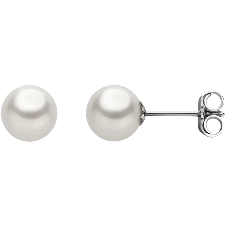 Orecchini Akoya Oro Bianco con perle di coltura bianche e supporti in argento