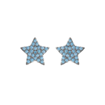 Orecchini Ambrosia argento con stellina pavé zirconi azzurri a forma di stella
