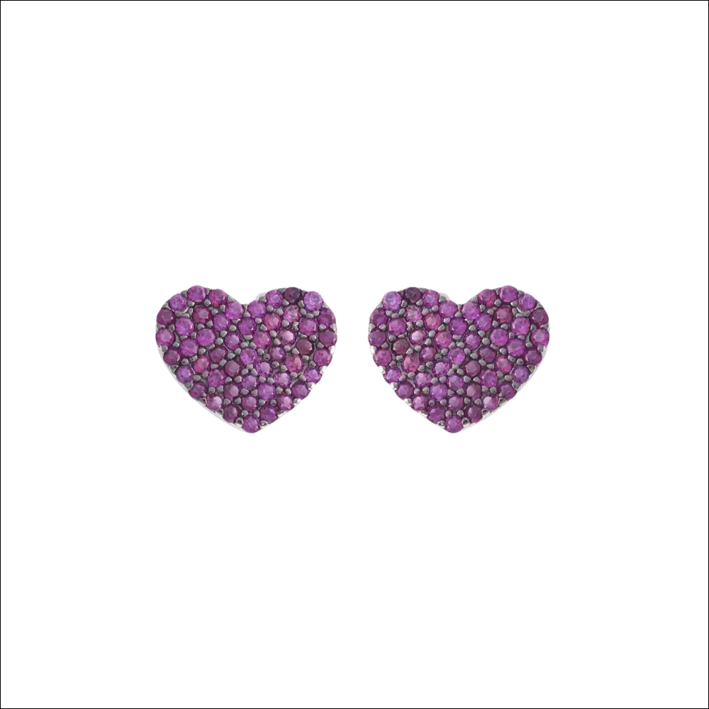 Orecchini argento con cuore zirconi AAO 239 AMBROSIA con gemme viola a forma di cuore