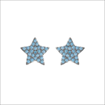 Orecchini Ambrosia argento con stellina pavé zirconi azzurri a forma di stella