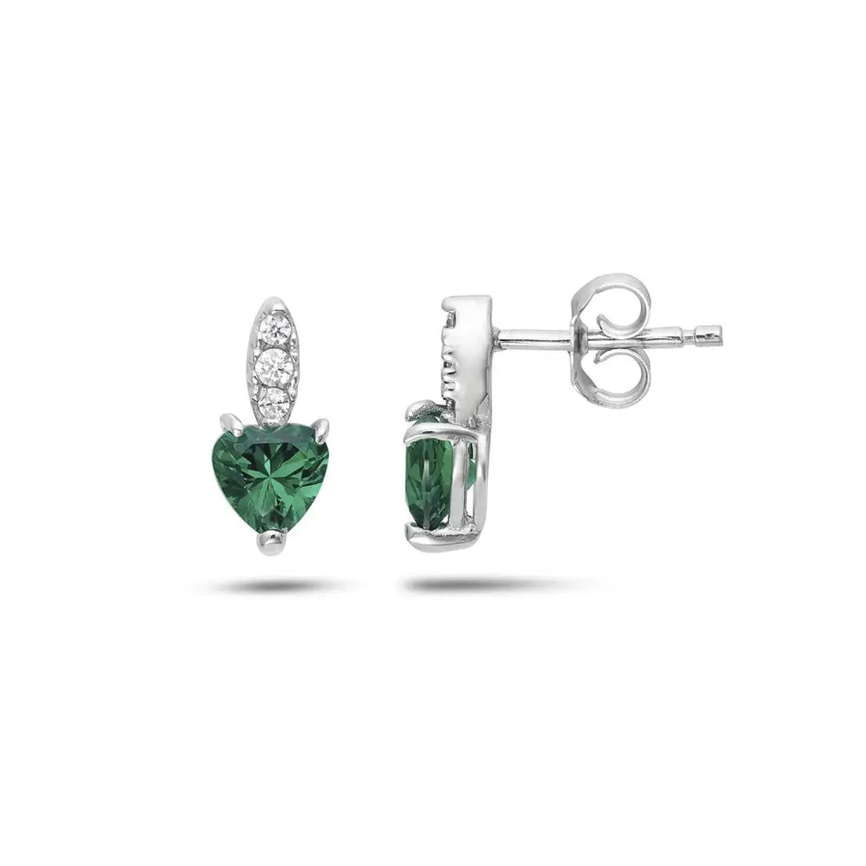 Orecchini Oro Bianco Cuore Verde AMBROSIA AOZ 535|bonini-gioielli