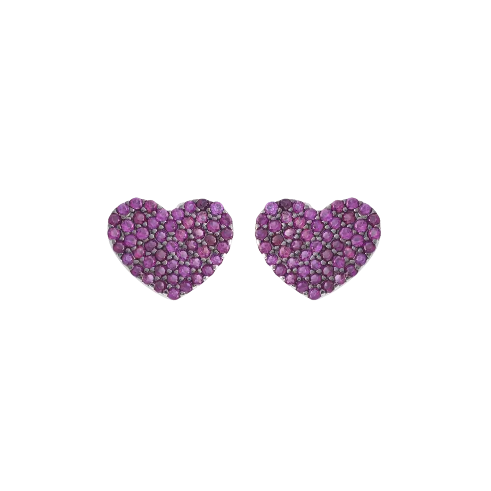 Orecchini argento con cuore zirconi AAO 239 AMBROSIA con gemme viola a forma di cuore