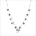 Orecchini argento con perle e acquamarina cromatica inverno, zaffiri blu e catenina fine