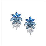 Orecchini Comete argento zirconi azzurri glamour taglio marquise blu