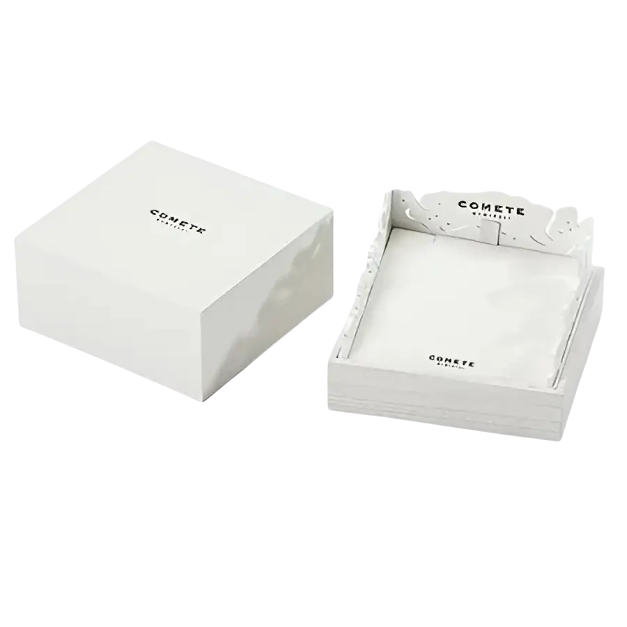 Scatola bianca per gioielli con inserto decorativo per Orecchini Argento Zirconi Romantica Sposa