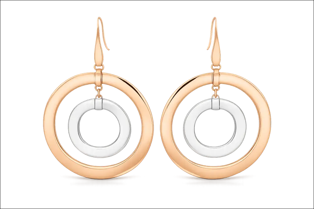 Orecchini Cerchi Oro Rosé e Bianco 375/1000 UNOAERRE|bonini-gioielli