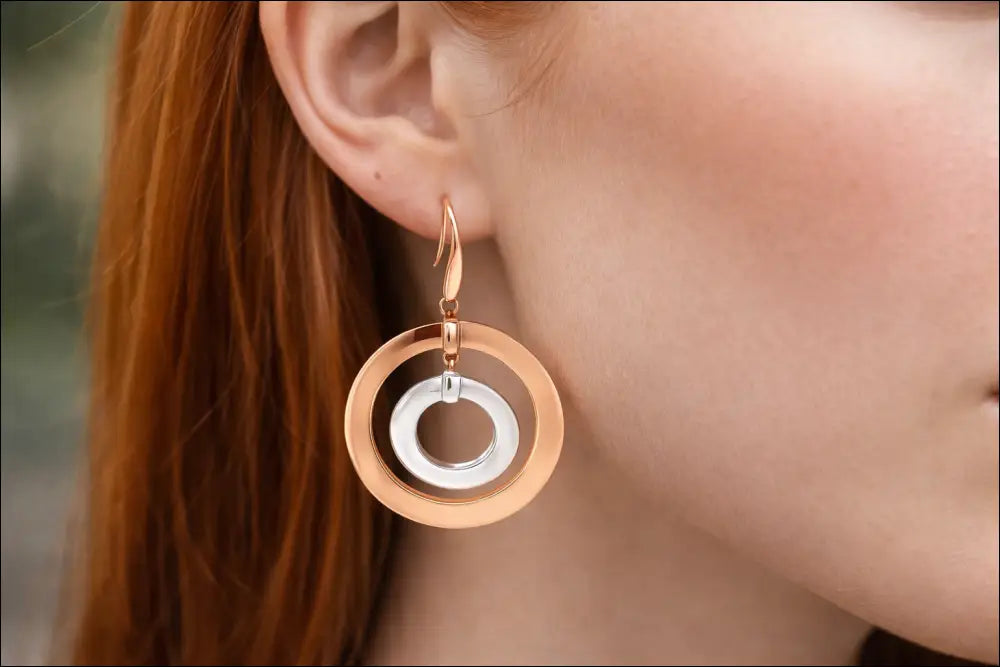 Orecchini Cerchi Oro Rosé e Bianco 375/1000 UNOAERRE|bonini-gioielli