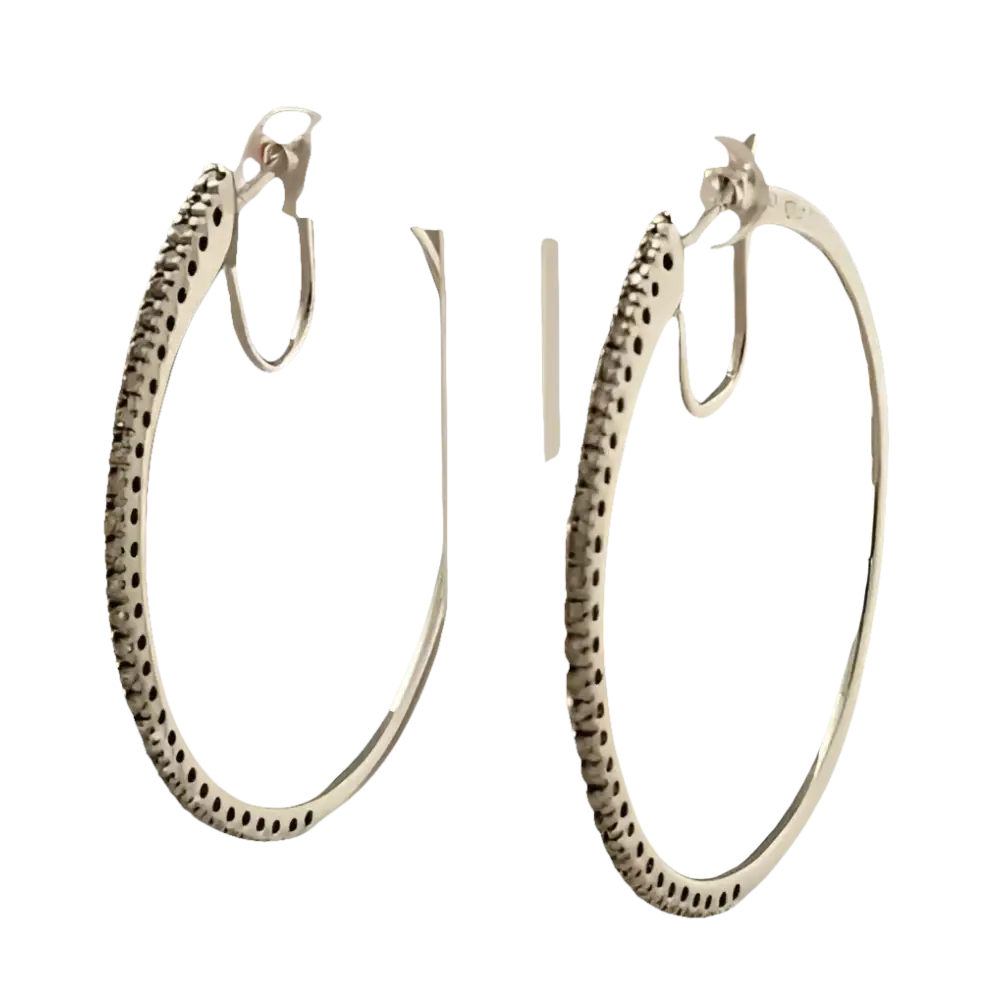 Orecchini cerchio oro bianco e diamanti con gemme brillanti per donna