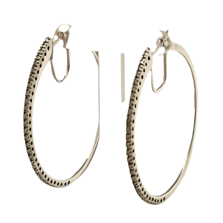Orecchini cerchio oro bianco e diamanti con gemme brillanti per donna