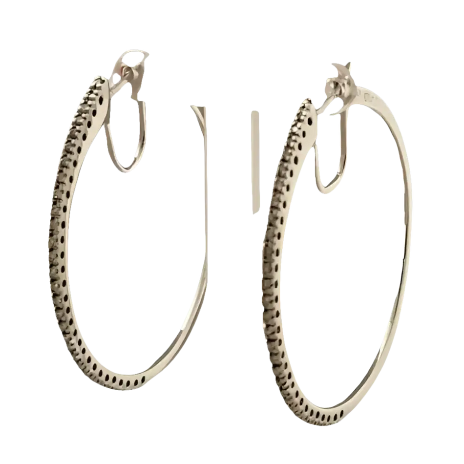 Orecchini cerchio oro bianco e diamanti con gemme brillanti per donna