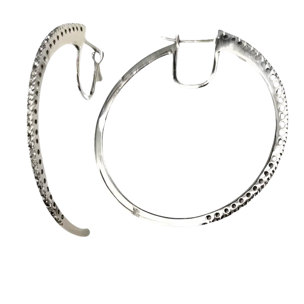 Orecchini cerchio oro bianco con diamanti, eleganza per donne moderne