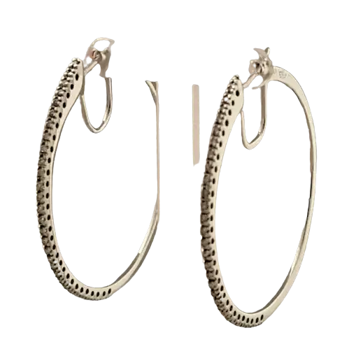 Orecchini cerchio oro bianco e diamanti con gemme brillanti per donna