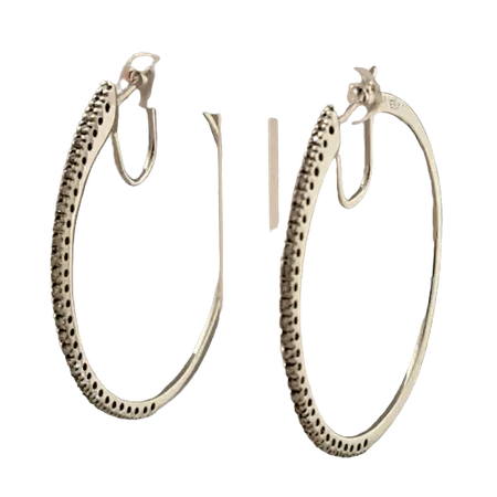 Orecchini cerchio oro bianco e diamanti con gemme brillanti per donna