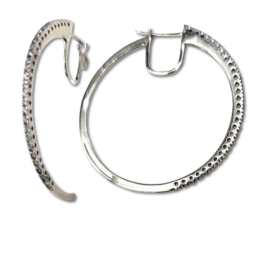 Orecchini cerchio oro bianco con diamanti, eleganza per donne moderne